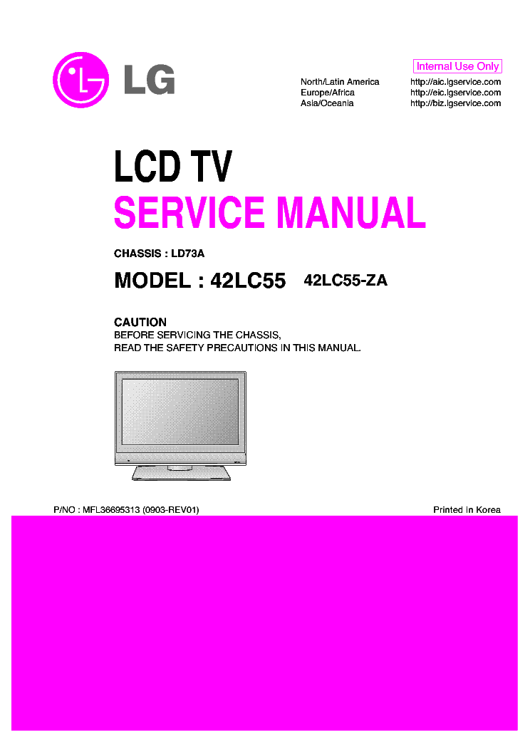 LG 42LC55 service manual (1st page)