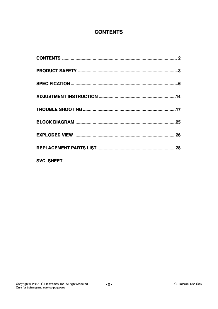 LG 42LC55 service manual (2nd page)