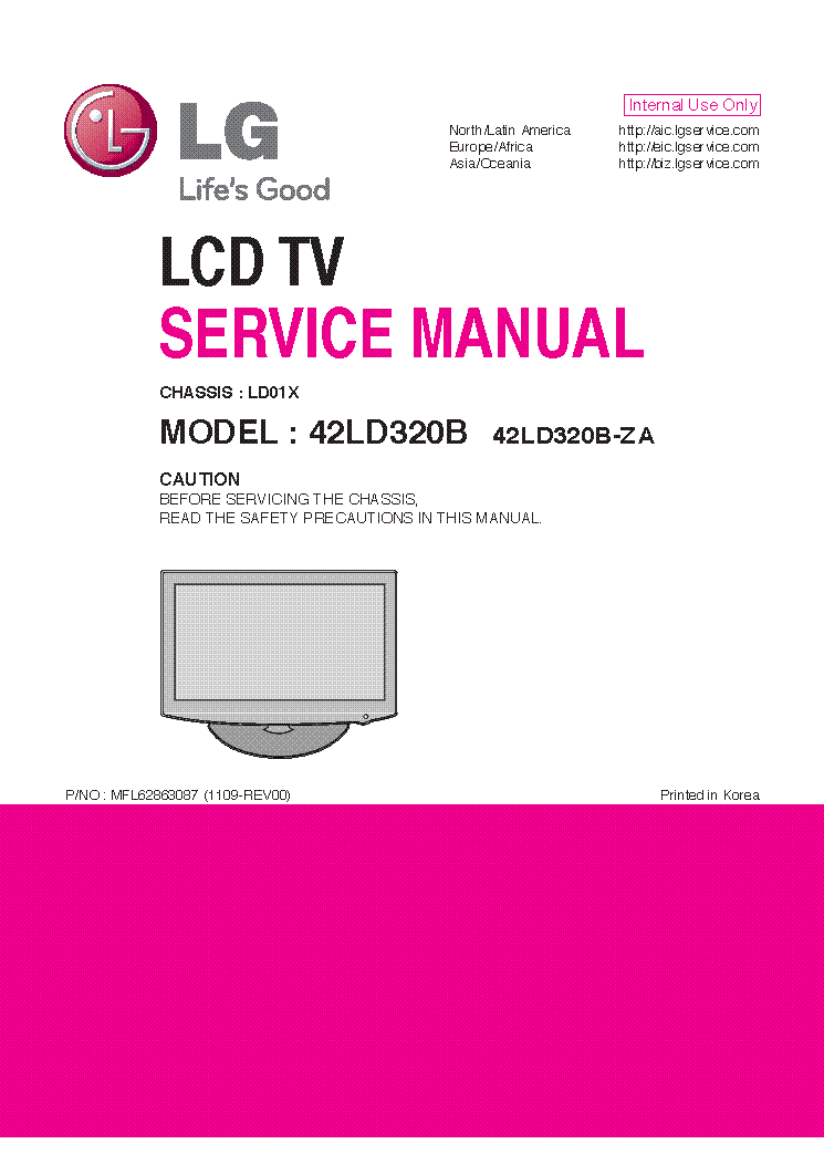 LG 42LD320B-ZA CHASSIS LD01X service manual (1st page)