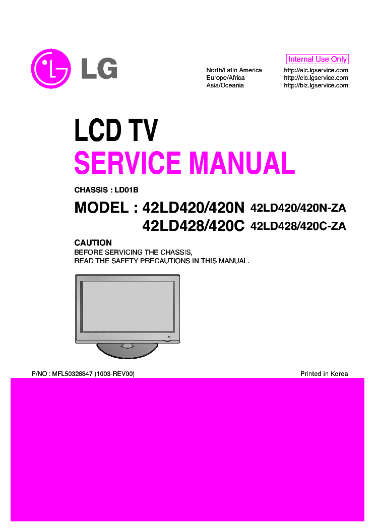 LG 42LD420-C-N-ZA 428-C-ZA CH LD01B SM service manual (1st page)