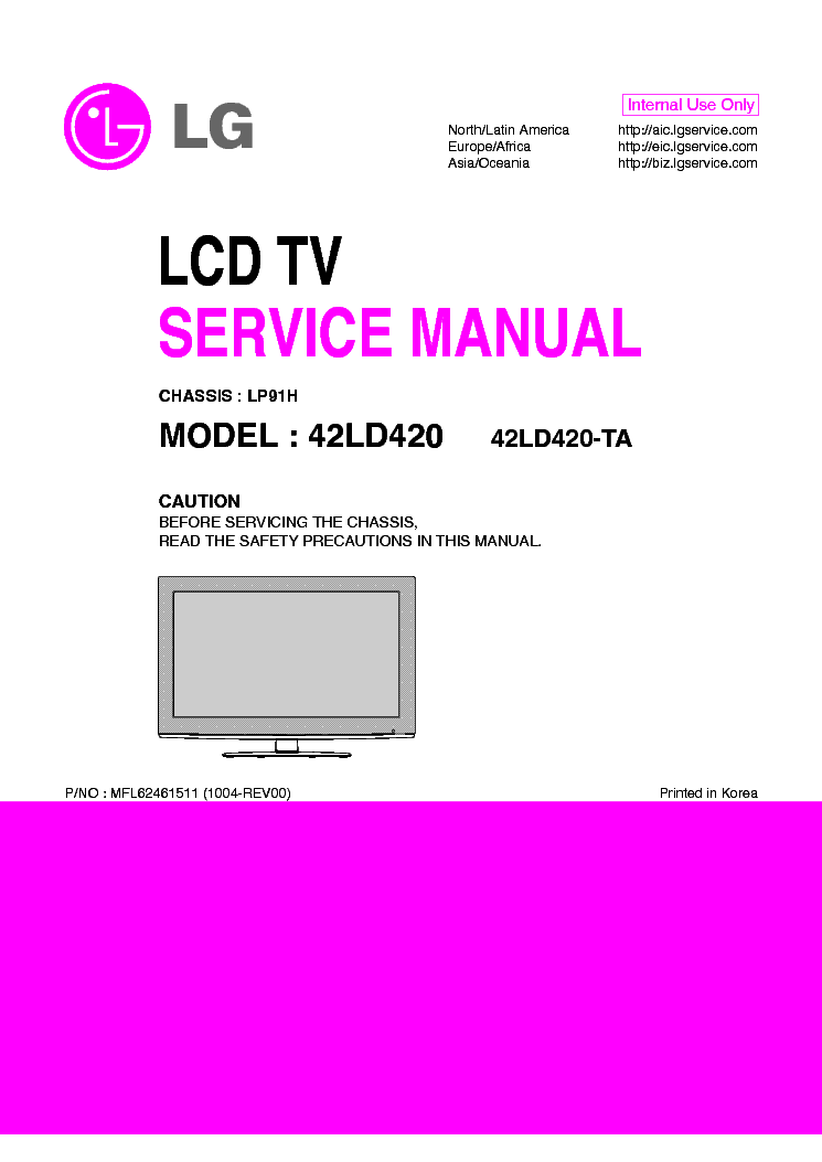 LG 42LD420-TA CHASSIS LP91H service manual (1st page)