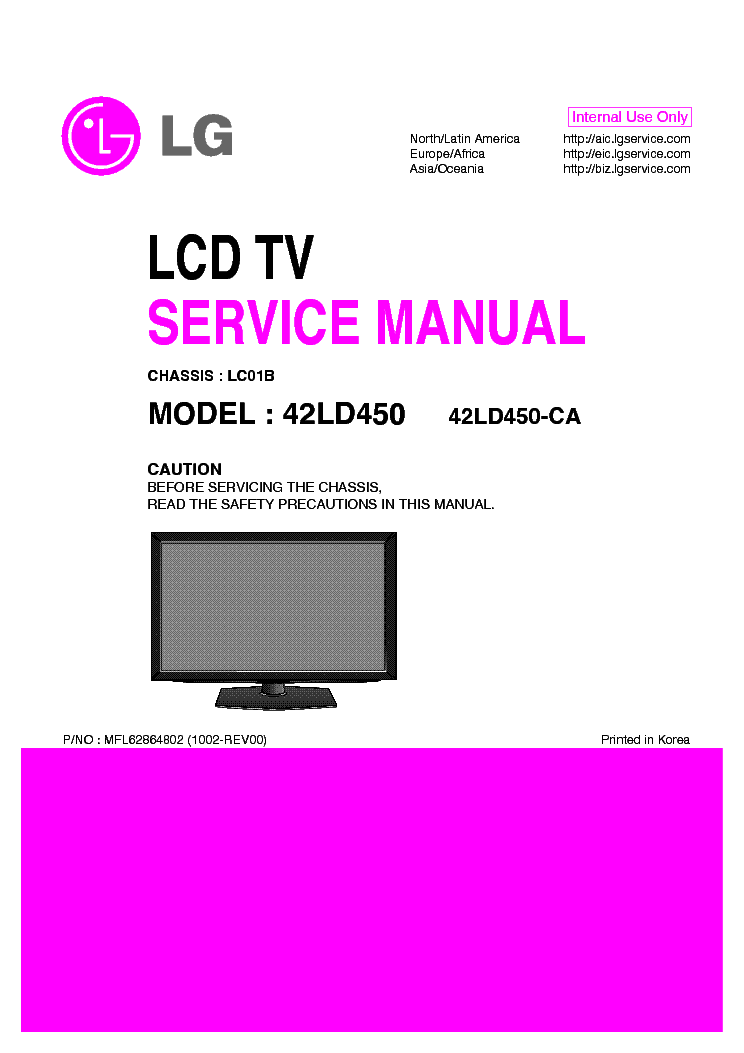 LG 42LD450-CA CHASSIS LC01B REV00 service manual (1st page)