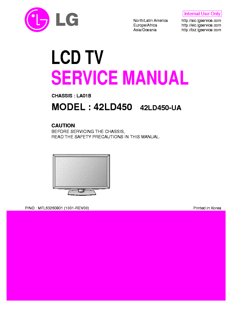 LG 42LD450-UA CHASSIS LA01B service manual (1st page)