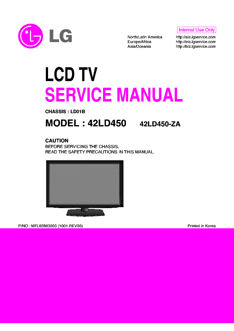 LG 42LD450-ZA CHASSIS LD01B REV00 service manual (1st page)