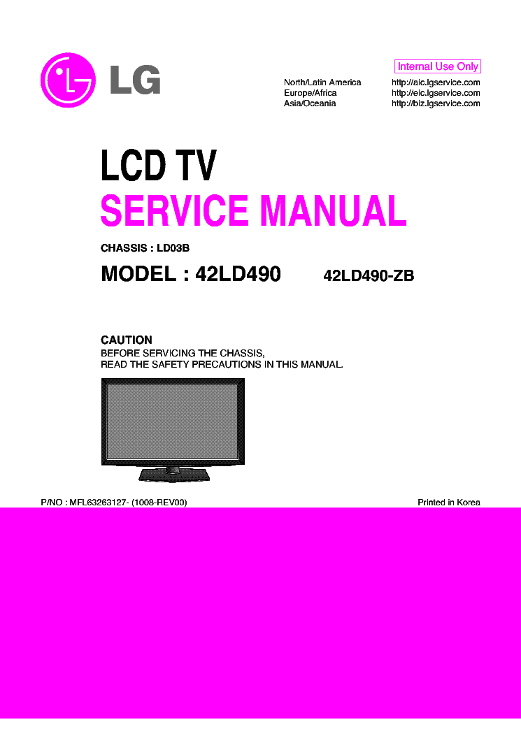 LG 42LD490-ZB CHASSIS LD03B SM service manual (1st page)