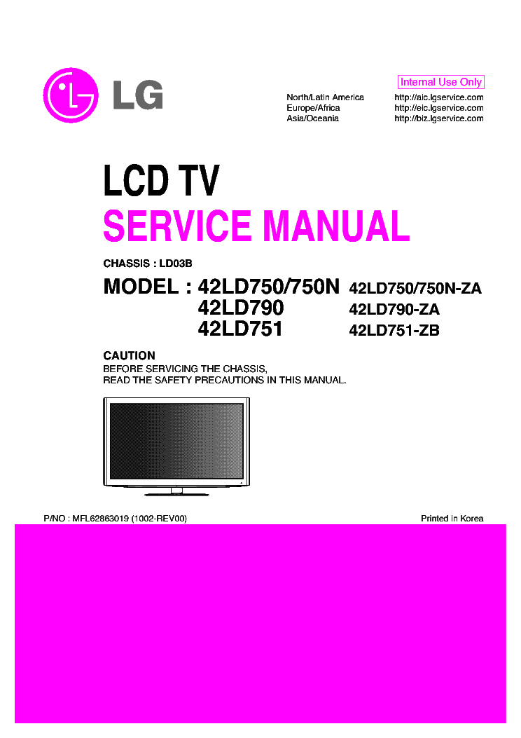 LG 42LD750-ZA 42LD750N-ZA 42LD751-ZB 42LD780-ZA 42LD790-ZA CHASSIS LD03B service manual (1st page)