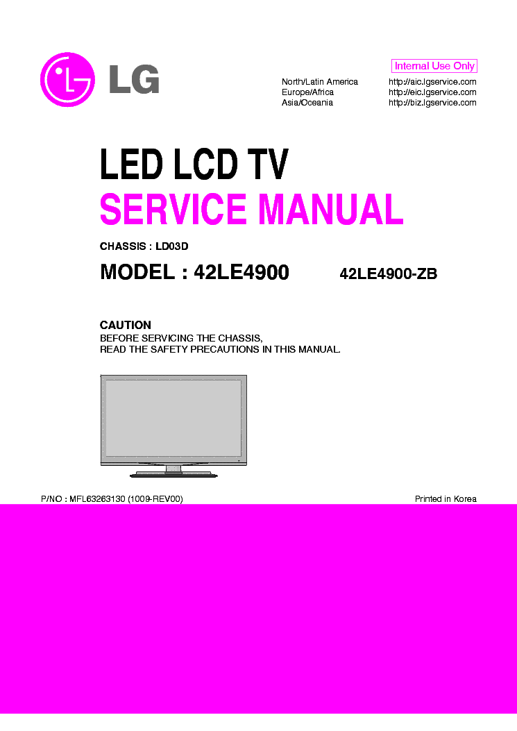 LG 42LE4900-ZB CHASSIS LD03D SM service manual (1st page)