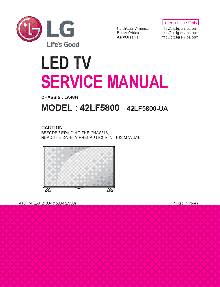 LG 42LF5800-UA CHASSIS LA46H 1503-REV00 service manual (1st page)
