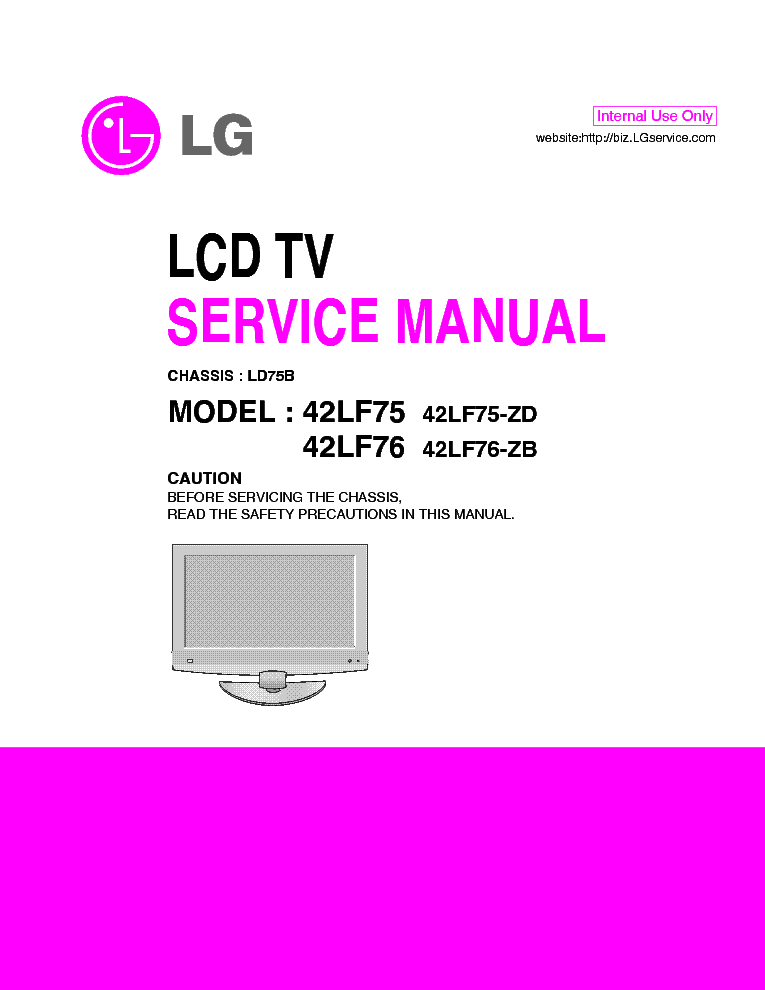 LG 42LF75-ZD 42LF76-ZB CHASSIS LD75B SM service manual (1st page)