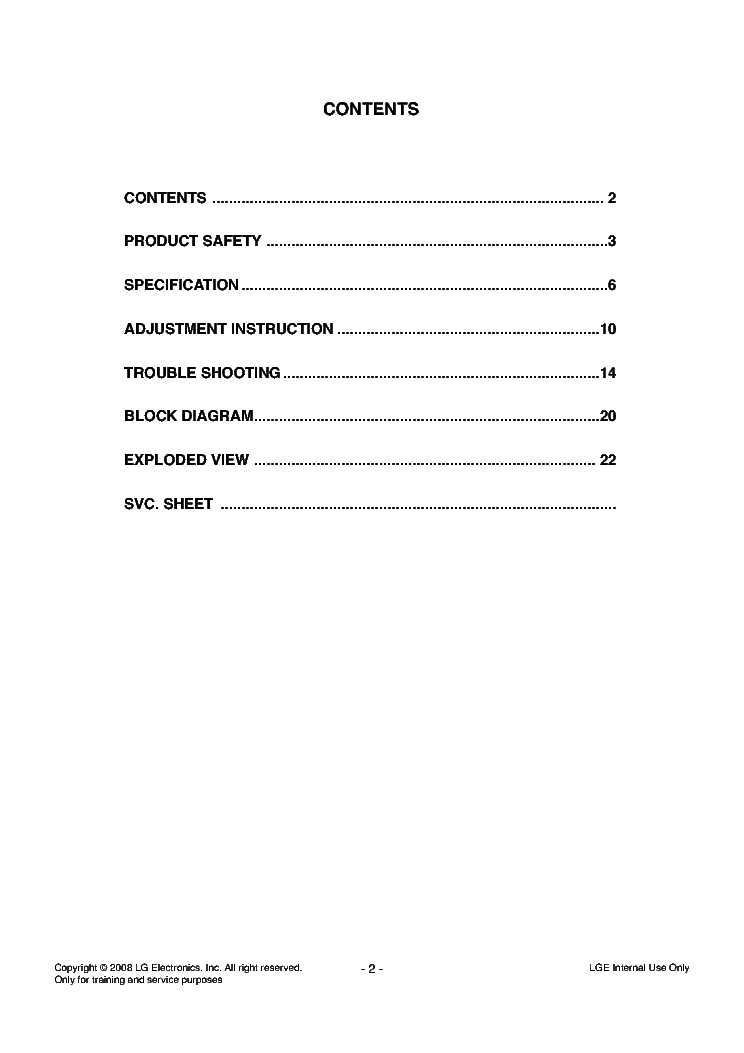 LG 42LG2000 service manual (2nd page)