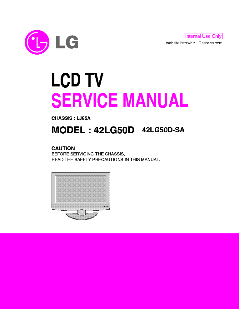LG 42LG50D-SA CHASSIS LJ82A MFL41896802 service manual (1st page)
