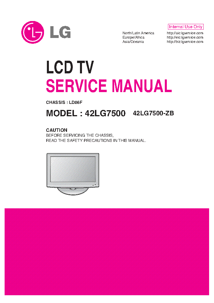 LG 42LG7500 ZB CHASSIS LD86F SM service manual (1st page)