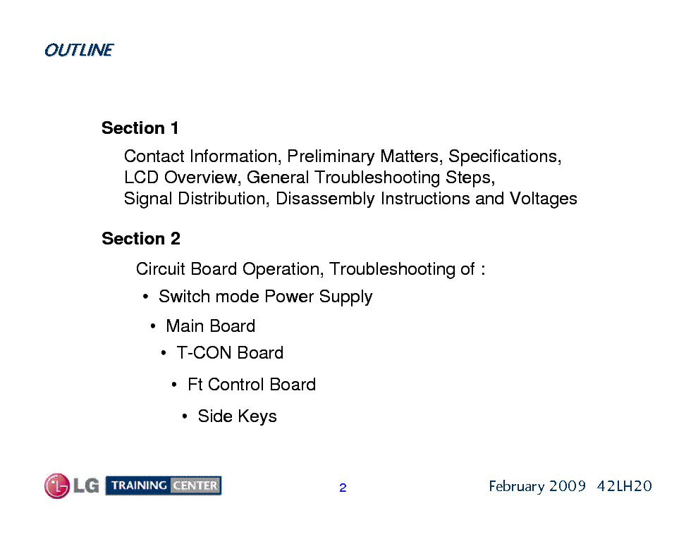 LG 42LH20 TRAINING MANUAL service manual (2nd page)