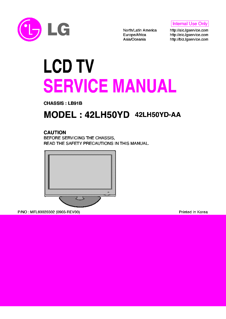 LG 42LH50YD CHASSIS LB91B service manual (1st page)