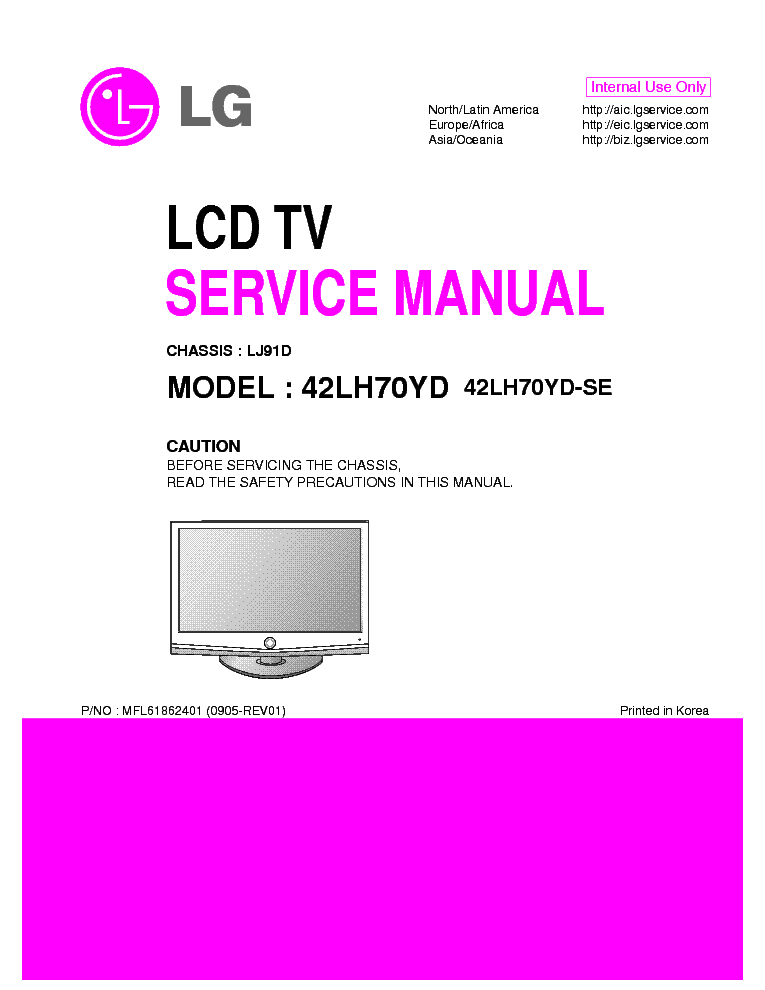 LG 42LH70YD-SE CHASSIS LJ91D REV01 service manual (1st page)