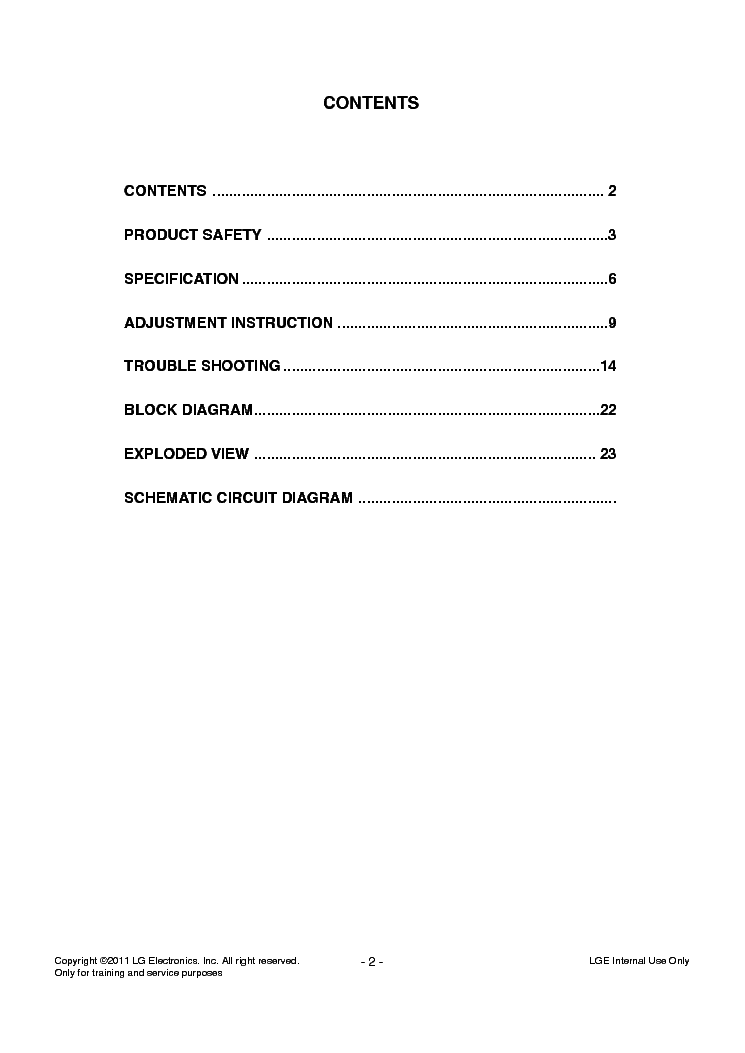 LG 42LK450-TG CHASSIS LB01M MFL67002734 1108-REV00 service manual (2nd page)