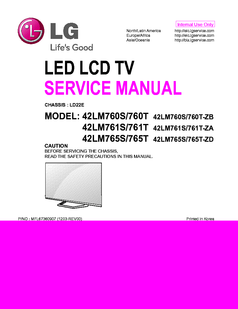 LG 42LM760S-ZB 42LM760T-ZB 42LM761S-ZA 42LM761T-ZA 42LM765S-ZD 42LM765T-ZD CH.LD22E service manual (1st page)