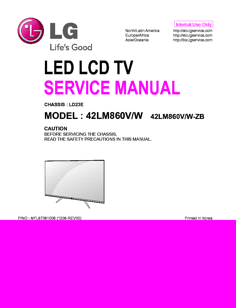 LG 42LM860V-ZB 42LM860W-ZB CH.LD23E service manual (1st page)