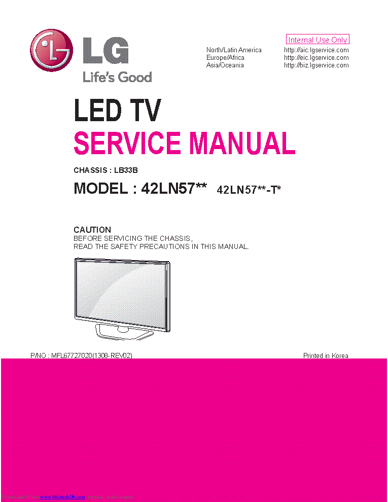 LG 42LN57XX-TX CHASSIS LB33B SM service manual (1st page)