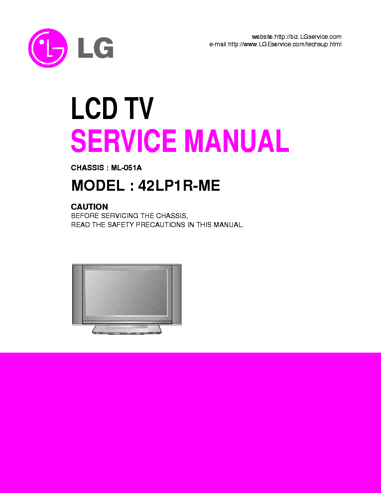 LG 42LP1R-ME-CHASSIS-ML-051A service manual (1st page)