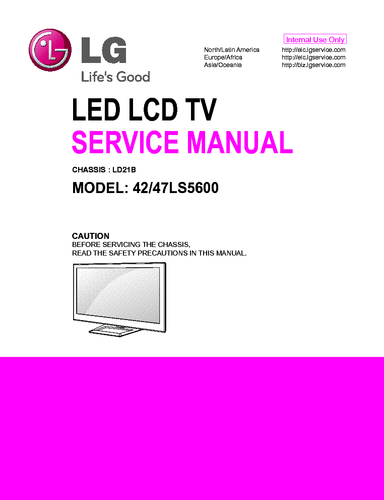 LG 42LS5600 47LS5600 CHASSIS LD21B MFL67402808 service manual (1st page)