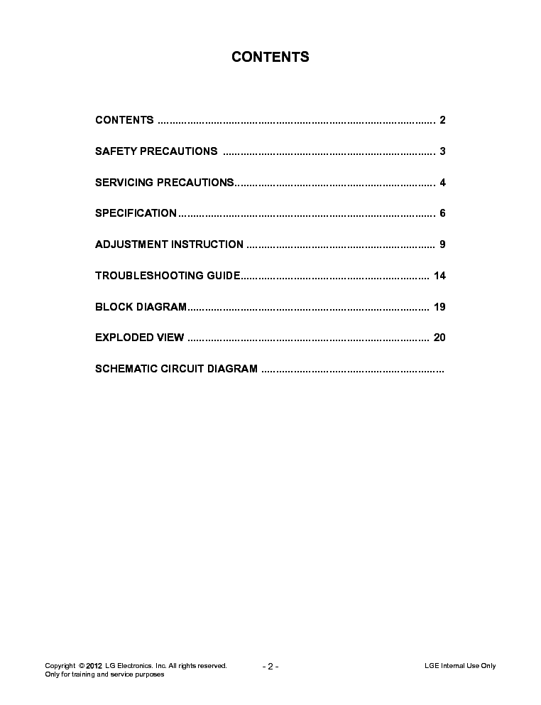 LG 42LT360C TA CHASSIS LB2AC SM service manual (2nd page)
