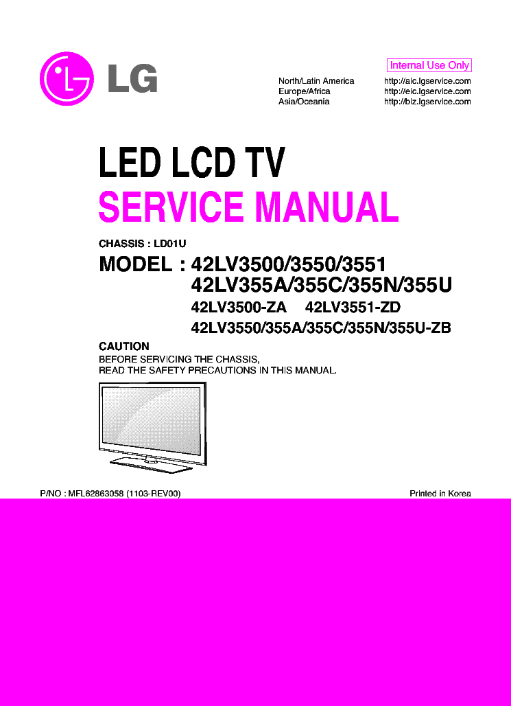 LG 42LV3500 3550 3551 355A C N U CH LD01U service manual (1st page)