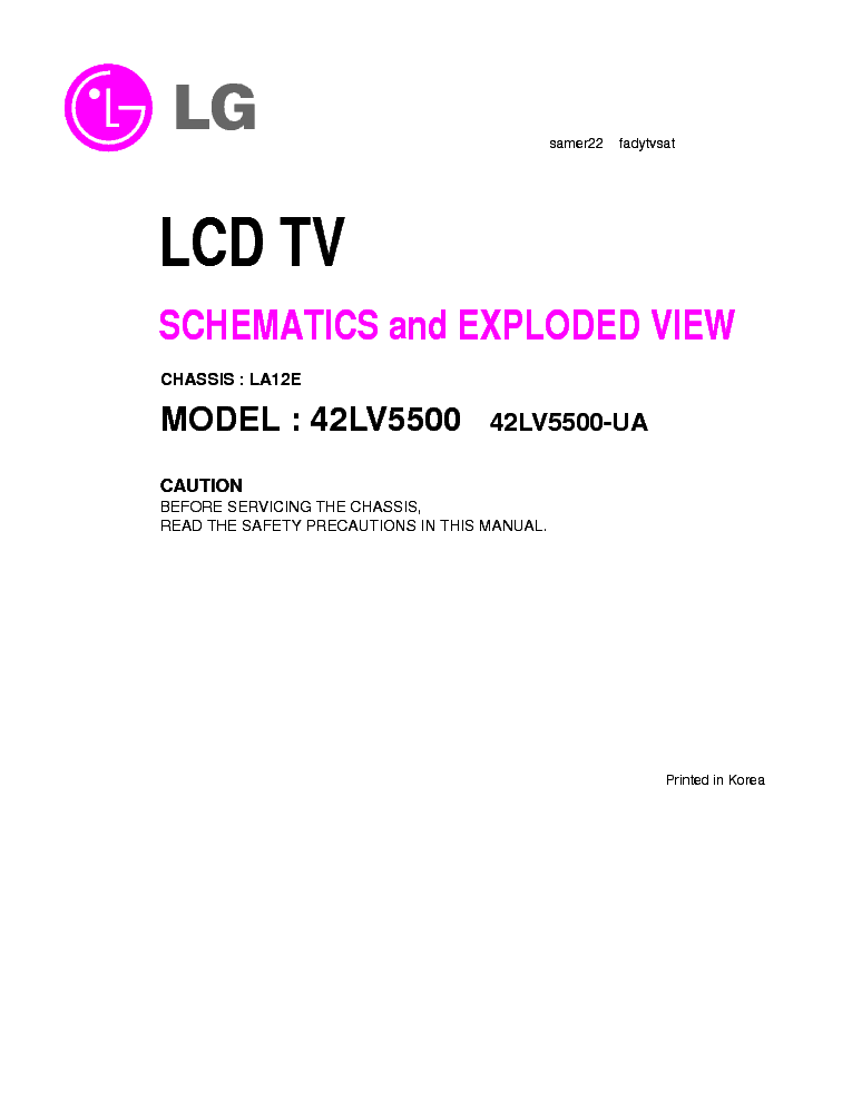 LG 42LV5500 SCH service manual (1st page)