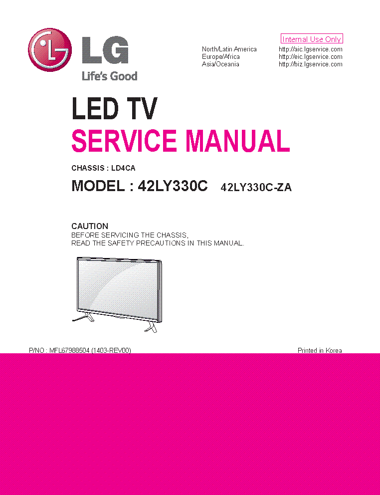 LG 42LY330C-ZA CHASSIS LD4CA 1403-REV00 service manual (1st page)