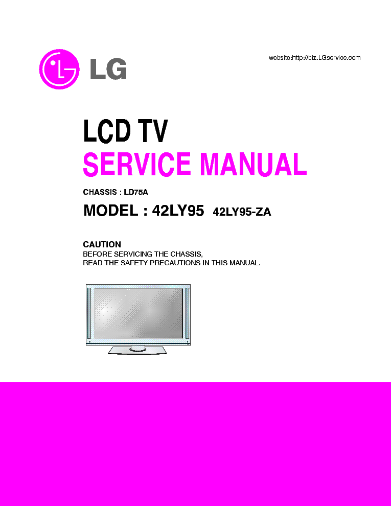 LG 42LY95 CHASSIS LD75A service manual (1st page)