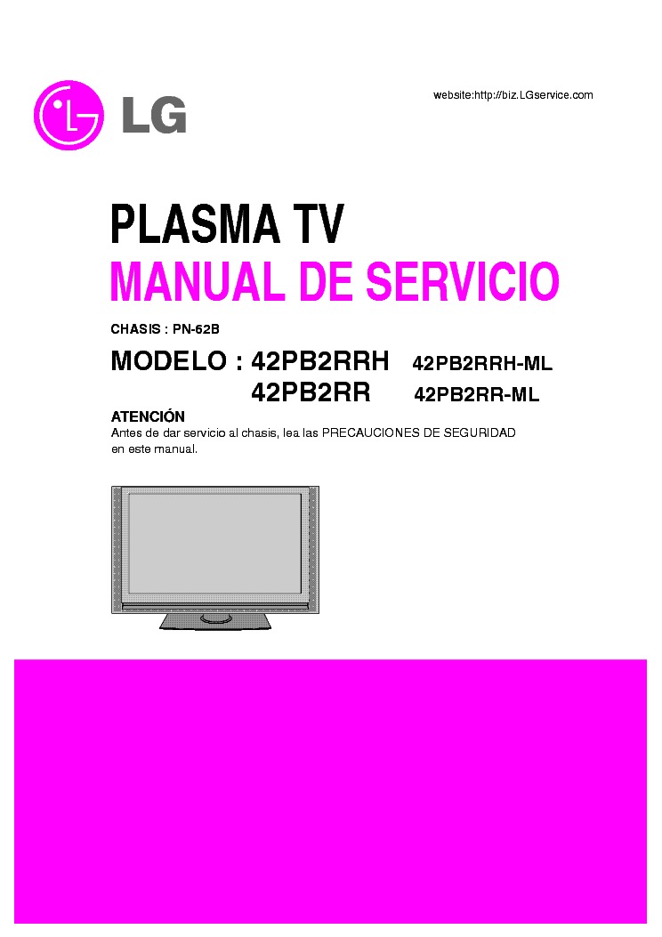 LG 42PB2RR CHASSIS PN-62B SM service manual (1st page)