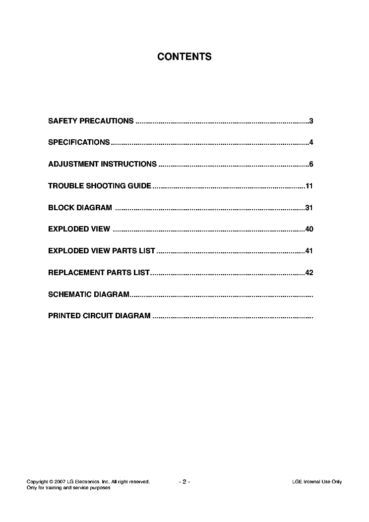 LG 42PB4D 42PB4D-PB73B SM service manual (2nd page)