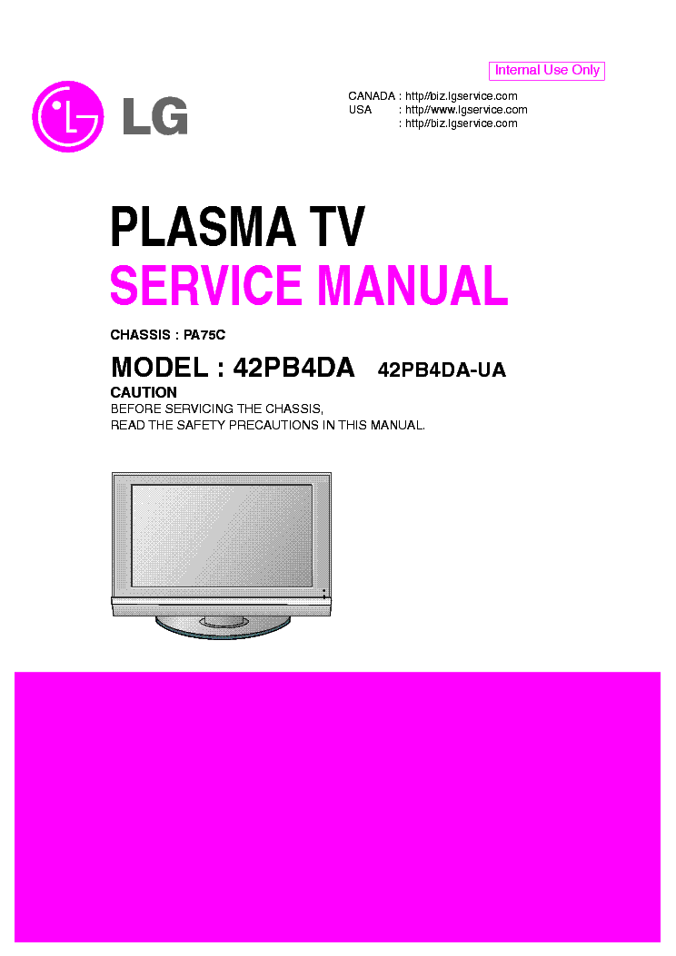 LG 42PB4DA CHASSIS PA75C SM service manual (1st page)