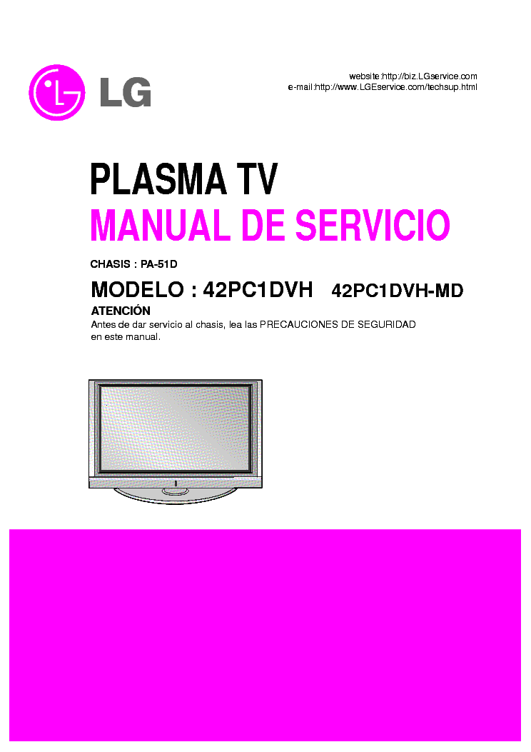 LG 42PC1DVH CHASSIS PA-51D SM service manual (1st page)
