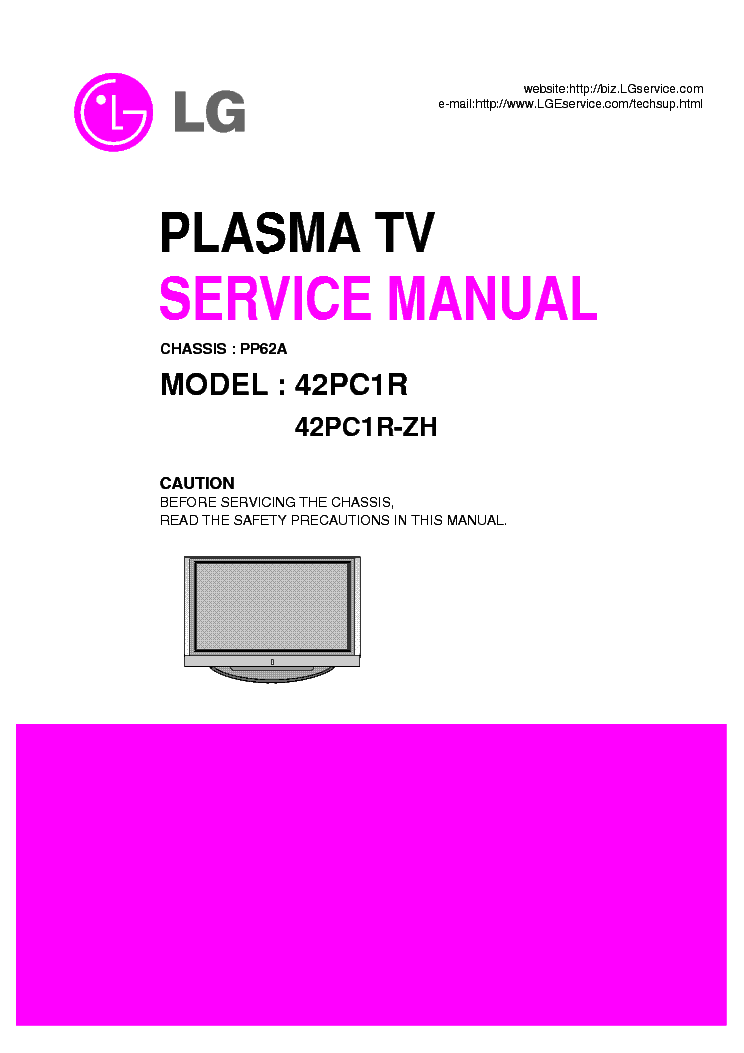 LG 42PC1R 38289S0024A service manual (1st page)