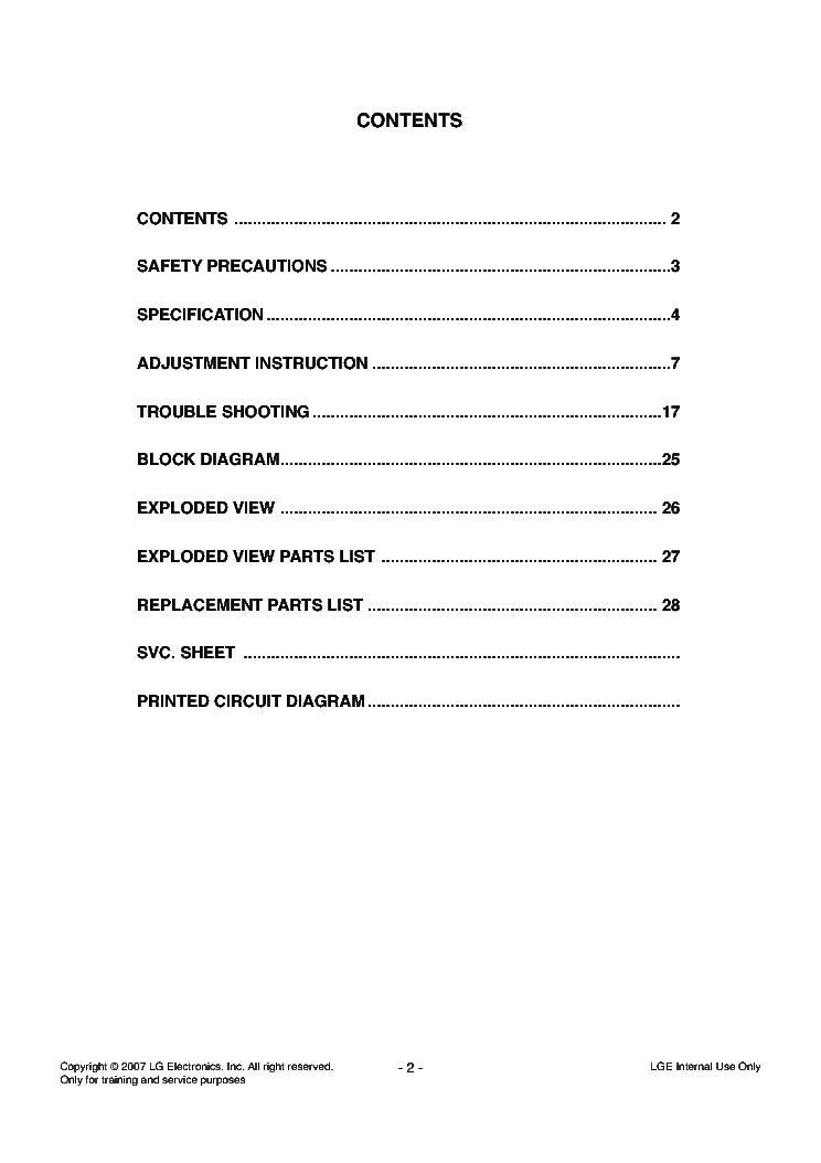 LG 42PC51 service manual (2nd page)
