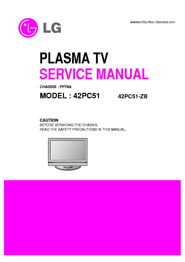 LG 42PC51 CHASSIS PP-78A SM service manual (1st page)