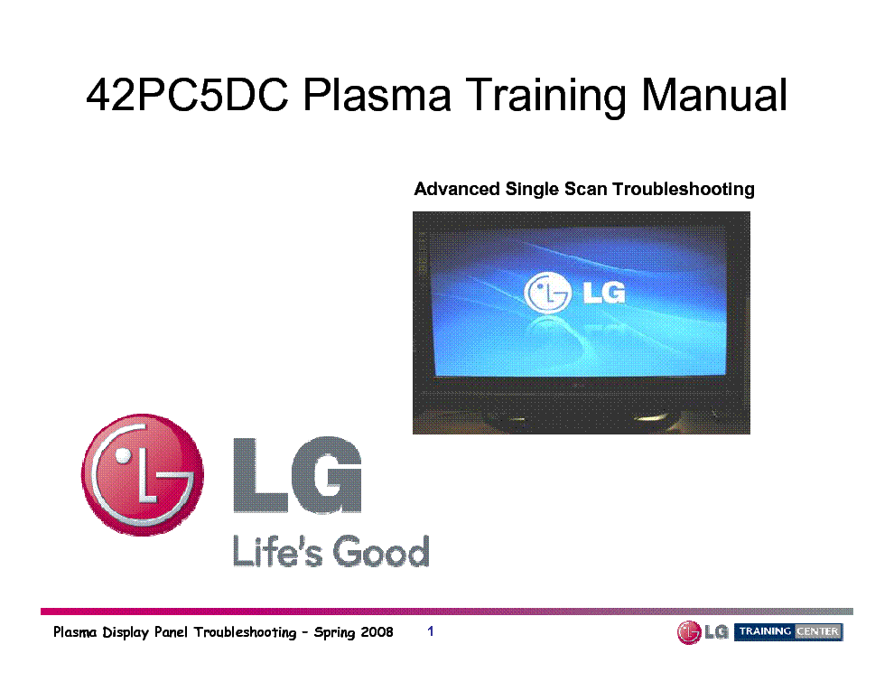 LG 42PC5DC TRAINING MANUAL service manual (1st page)