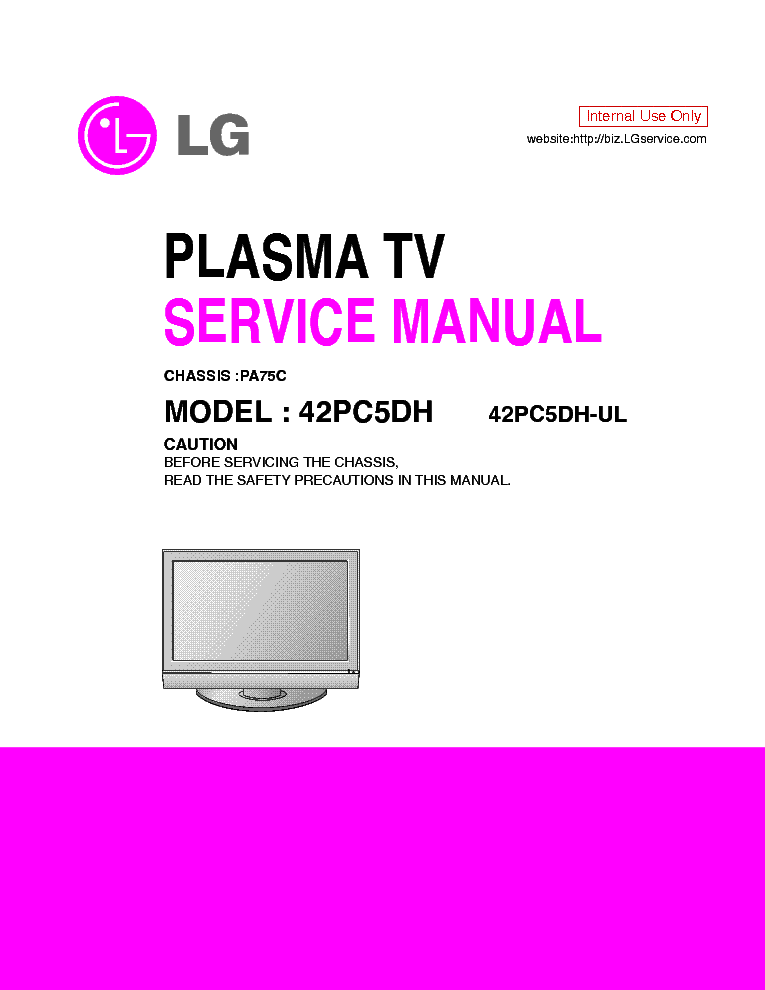 LG 42PC5DH-UL CHASSIS PA75C MFL39961612 service manual (1st page)