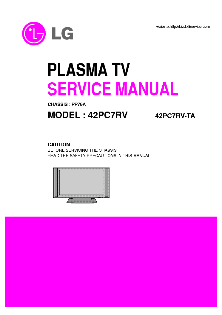 LG 42PC7RV-TA CHASSIS PP78A service manual (1st page)