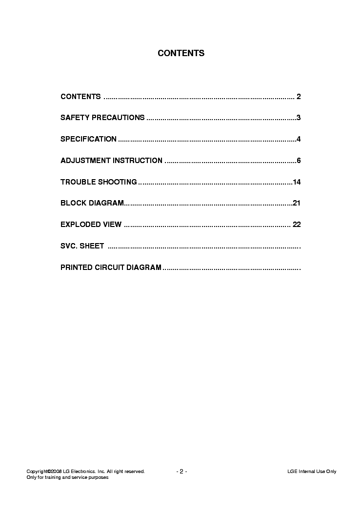 LG 42PG100R service manual (2nd page)