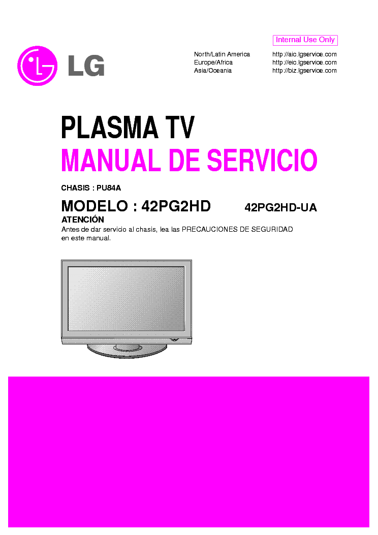 LG 42PG2HD CH PU84A service manual (1st page)