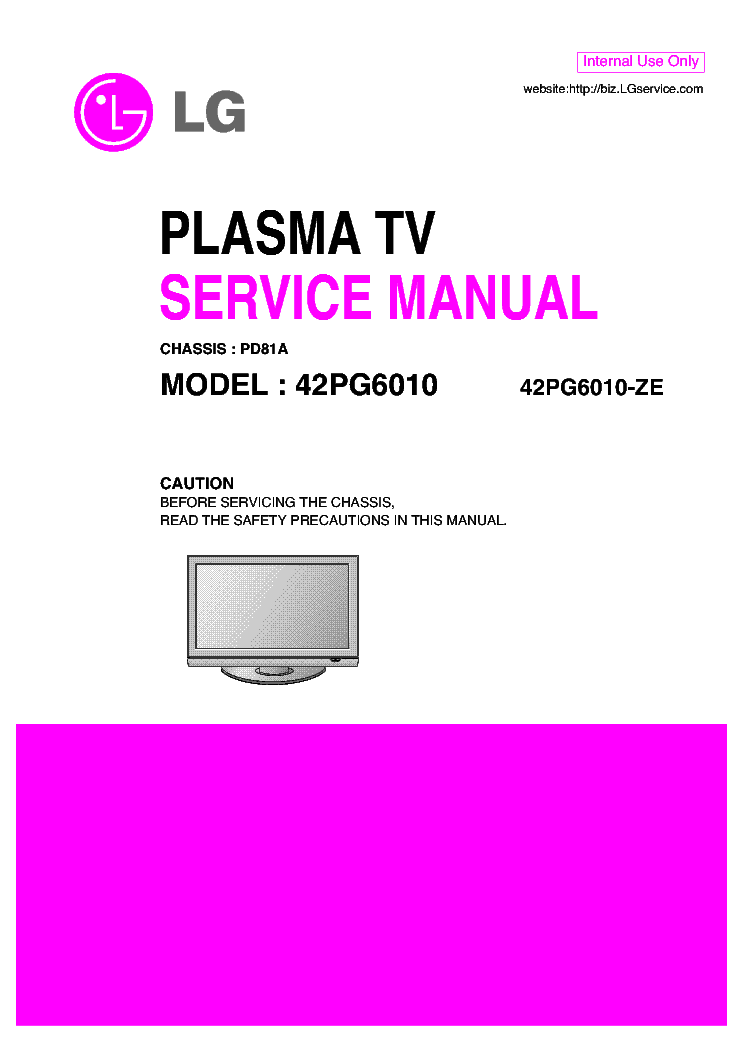 LG 42PG6010 PD81A MFL41181007 service manual (1st page)