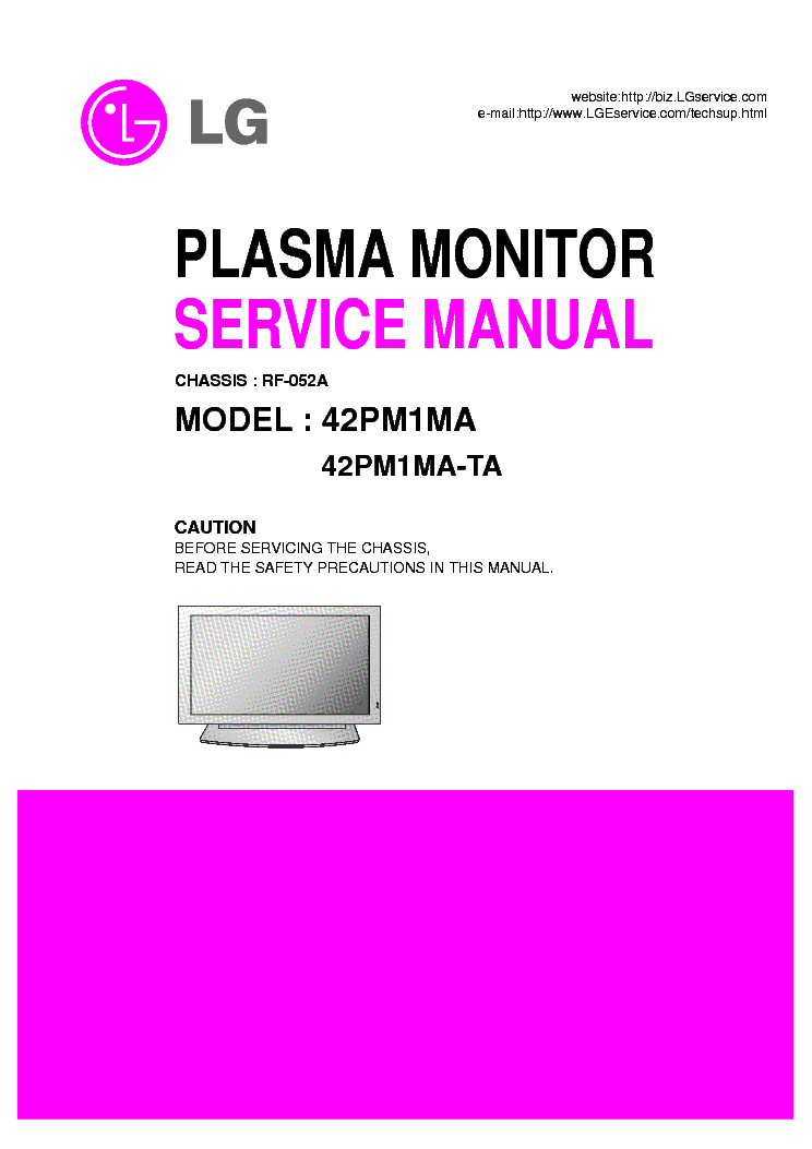 LG 42PM1MA TA CHASSIS RF-052A SM service manual (1st page)