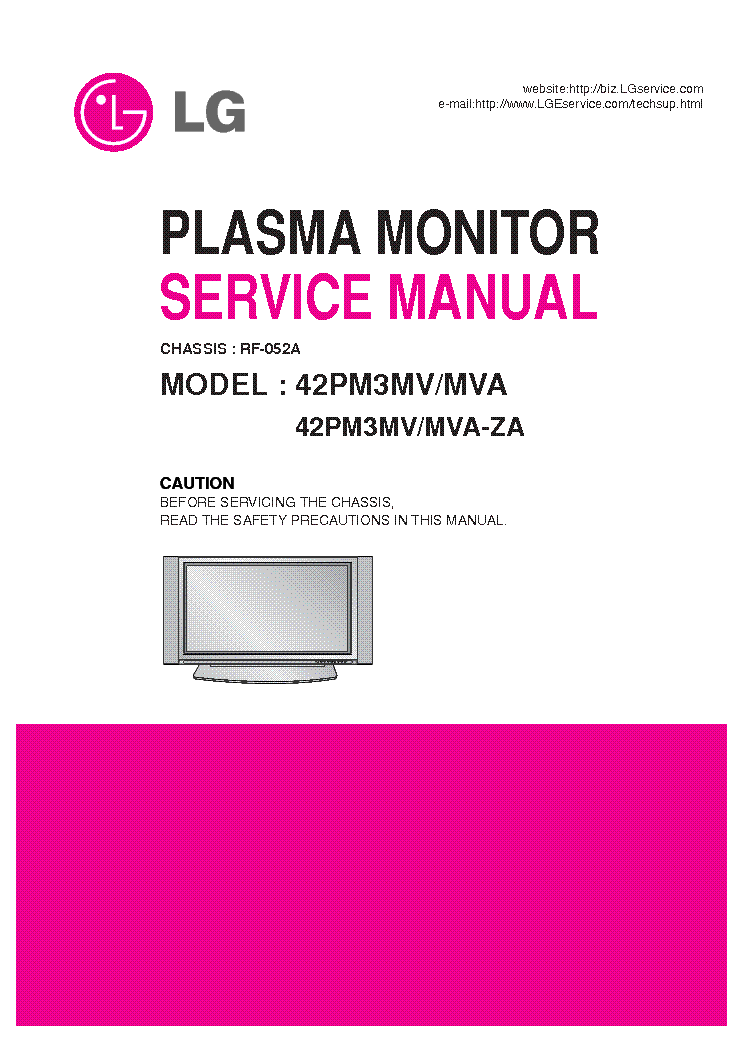 LG 42PM3MV-MVA-ZA CHASSIS RF-052A SM service manual (1st page)