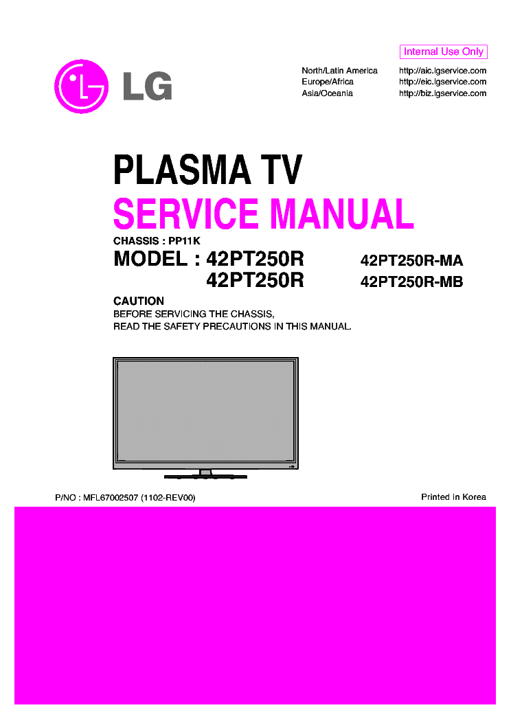 LG 42PT250R-MA-MB CHASSIS PP11K service manual (1st page)