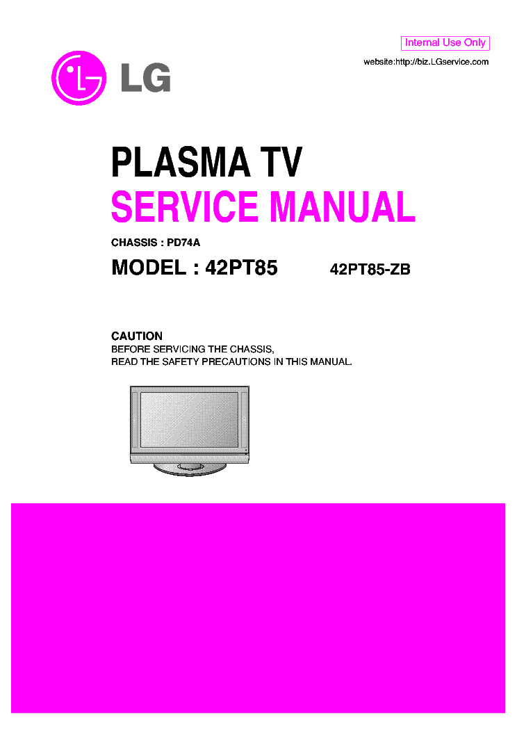 LG 42PT85 CHASSIS PD74A SM service manual (1st page)