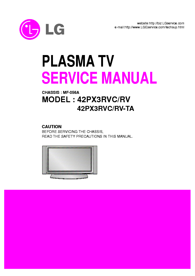 LG 42PX3RVC-RV 42PX3RVCRV-TA service manual (1st page)