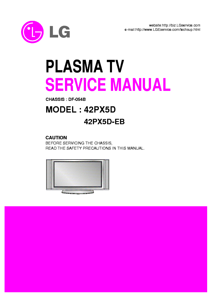 LG 42PX5D 42PX5D-EB CHASSIS DF-054B SM service manual (1st page)