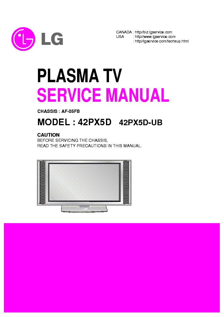 LG 42PX5D 42PX5D-UB CHASSIS AF-05FB SM service manual (1st page)
